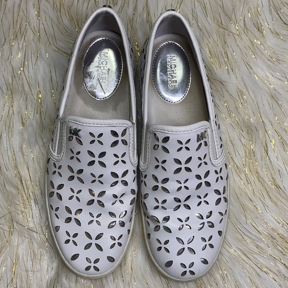 Michael Kors - White Leather Loafer with Silver 6 - Picture 2 of 13
